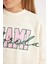 Kız Çocuk 2'li Takım Bisiklet Yaka Baskılı Sweatshirt Geniş Bol Paça Eşofman Altı C7777A824AU 5