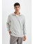 Comfort Regular Fit Rahat Kalıp Dik Yaka Fermuarlı Kalın Basic Düz Sweatshirt X7405AZ24AU 1