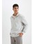 Comfort Regular Fit Rahat Kalıp Dik Yaka Fermuarlı Kalın Basic Düz Sweatshirt X7405AZ24AU 3