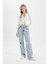 Fitted Dik Yaka Basic Düz Fermuarlı Fitilli Kaşkorse Crop Beyaz Hırka D5124AX24AU 2