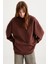 Allys Kadın Bisiklet Yaka Oversize Basic Kahverengi Sweatshirt 3