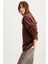 Allys Kadın Bisiklet Yaka Oversize Basic Kahverengi Sweatshirt 4