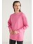 Allys Kadın Bisiklet Yaka Oversize Basic Pembe Sweatshirt 3