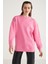 Allys Kadın Bisiklet Yaka Oversize Basic Pembe Sweatshirt 5