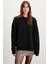 Allys Kadın Bisiklet Yaka Oversize Basic Siyah Sweatshirt 3