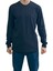 Lacivert Unisex No Standart Uzun Kollu Likralı T-Shirt 1