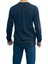 Lacivert Unisex No Standart Uzun Kollu Likralı T-Shirt 3