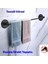 Banyo Lavabo Mutfak Yapışkanlı Bez Havlu Standı Askısı Paslanmaz Metal Siyah Uzun Bez Havluluk 3