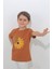 Kahverengi Papatya Desenli Kısa Kol Çocuk T-Shirt 1