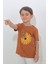 Kahverengi Papatya Desenli Kısa Kol Çocuk T-Shirt 2