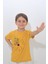 Hardal Renk Papatya Desenli Kısa Kol Çocuk T-Shirt 1