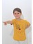 Hardal Renk Papatya Desenli Kısa Kol Çocuk T-Shirt 2