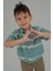 Açık Mavi Yeşil Desenli Erkek Çocuk Kısa Kollu Gömlek 4