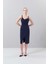 Askılı Drape Detaylı Asimetrik Elbise Lacivert K2511017_015 1