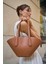 Taba Kadın Deri Görünümlü Shopper Çanta 4