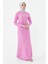 Pembe Taşlı Drape Detaylı Abiye Elbise 24251292325129 1