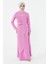 Pembe Taşlı Drape Detaylı Abiye Elbise 24251292325129 2