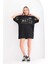 Unisex Bisiklet Yaka Baskılı Oversize T-Shirt - Siyah 1