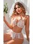 Sialess Lingerie Kadın Beyaz Gelin  Sütyen Külot Takımı Dantelli Iç Çamaşır Takımı Duvak Aksesuarlı Iç Çamaşır - R-2123 2