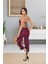 Qvien Secret Kadın Zebra Desen Bordo  Dantelli Askılı Tulum Gecelik Pijama Gecelik - G-5029 2