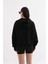 Siyah Baskılı Kapüşonlu Oversize Sweatshirt M 5