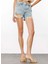 Yüksek Bel Slim Fit Açık Indigo Kadın Denim Şort DT10529 2