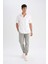 %100 Pamuk Yazlık Jogger Pantolon Basic Düz Beli Bağcıklı Cepli Lastikli Paça D7782AX24AU 2