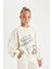Kız Çocuk Oversize Geniş Kalıp Bisiklet Yaka Ayıcık Baskılı Sweatshirt D0612A824AU 1