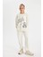 Kız Çocuk Oversize Geniş Kalıp Bisiklet Yaka Ayıcık Baskılı Sweatshirt D0612A824AU 2