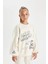 Kız Çocuk Oversize Geniş Kalıp Bisiklet Yaka Ayıcık Baskılı Sweatshirt D0612A824AU 3