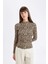 Slim Fit Dar Kesim Yarım Balıkçı Yaka Leopar Desenli Uzun Kollu Tişört D4983AX24AU 4