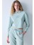 Açık Yeşil Kapüşonlu Ribana Detaylı Sweatshirt 1