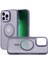 iPhone 11 Pro Max ile Uyumlu Lüks Pc Mat Magsafe Kılıf, Metal Tuşlu Frosted Manyetik Silinebilir Sararmaz Kılıf (Derin Mor) 1