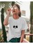 Beyaz Oversize T-Shirt Unisex Baskılı Pandaface 1