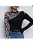 Leopar Detaylı Balıkçı Yaka Siyah Bluz 2
