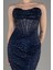 Straplez Balen Korse Detay Pullu Balık Abiye ABU3970 3