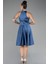 Halter Yaka Kısa Saten Davet Elbisesi ABK2112 2