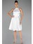 Halter Yaka Kısa Saten Davet Elbisesi ABK2112 1