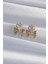 Mulvxxmd XDN02 Pirinç Gold Renk Zirkon Taşlı Kalp Model Fiyonk Küpe (Mulvix) 1