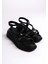 Shoes Siyah Kadın Lastikli Sandalet 4