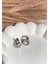 Gümüş / Silver Renk Zirkon Taşlı Diskli 316L Çelik Küpe 2