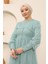 Düğme Detaylı Tül Abiye Mint 12237 2