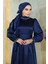 Moda Mihram Incili Saten Abiye Lacivert 19121 2