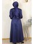 Kemerli Saten Abiye Indigo 19191 4