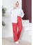 Moda Mihram Beli Lastikli Bol Paça Pantolon Kırmızı 6071 1