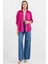 20153 Tek Cepli Oversize Keten Gömlek - Koyu Pembe 2