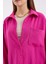 20153 Tek Cepli Oversize Keten Gömlek - Koyu Pembe 4