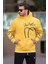 Sarı Baskılı Kapşonlu Cep Detaylı Erkek Sweatshirt 7067 1