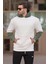 Ekru Kapüşonlu Cep Detaylı Erkek Sweatshirt 7071 1