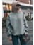 Ob Kadın Gri Uzun Kollu Sweatshirt Bisiklet Yaka Oversize Basic 1